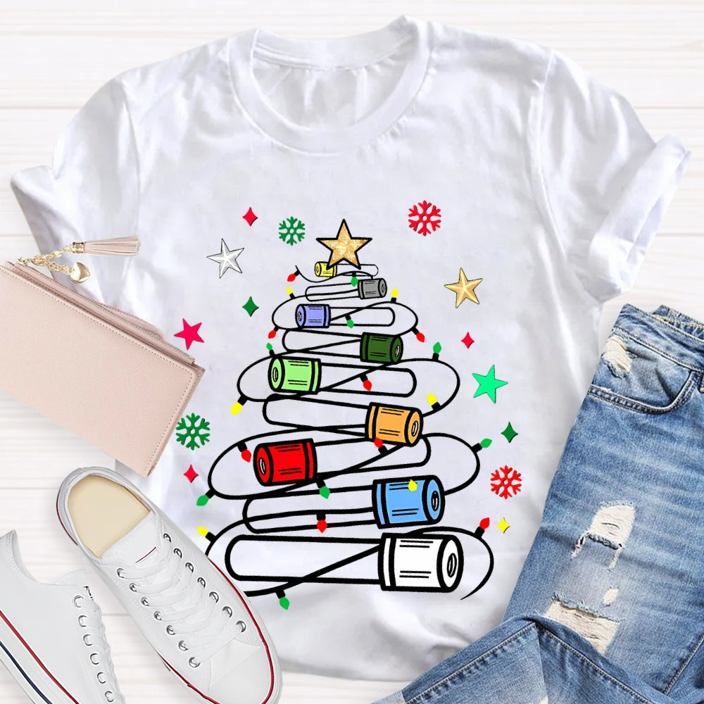Christmas Light Strip Stars T-shirt