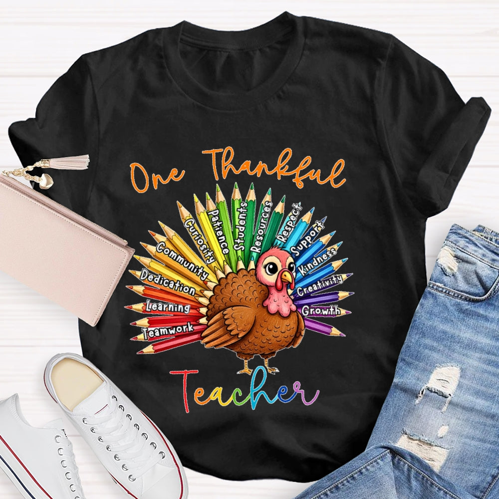 One Thankful Teacher Thanksgiving T-shirt