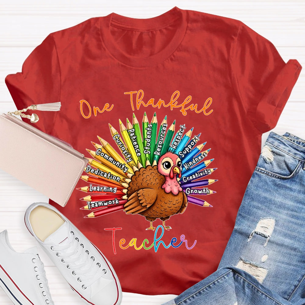 One Thankful Teacher Thanksgiving T-shirt