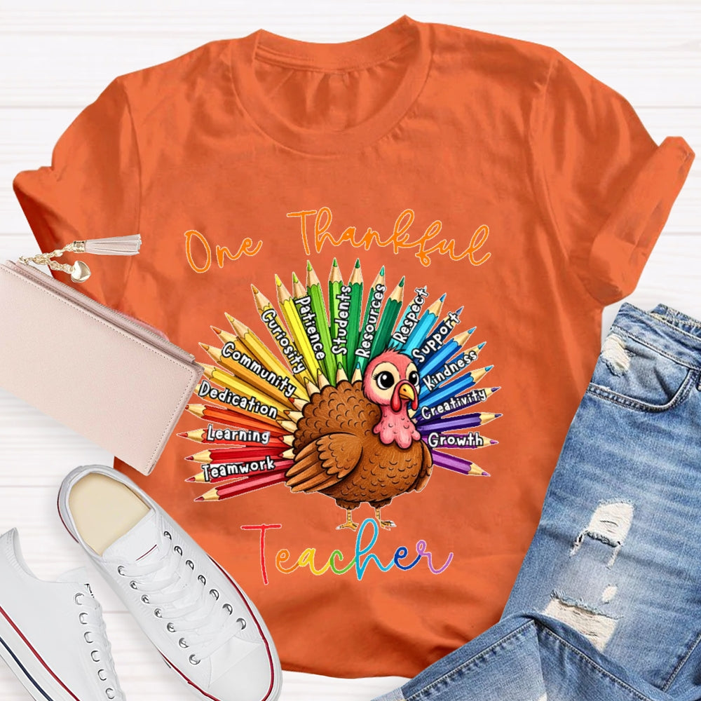 One Thankful Teacher Thanksgiving T-shirt