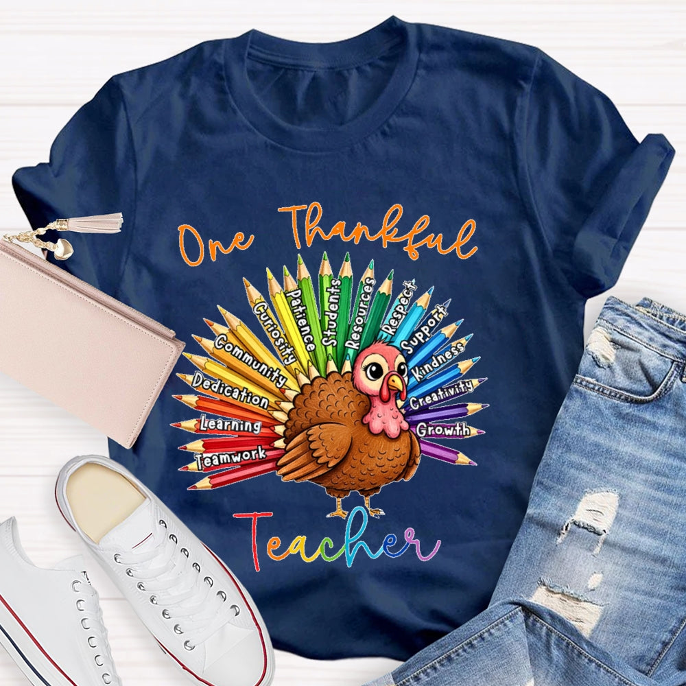 One Thankful Teacher Thanksgiving T-shirt