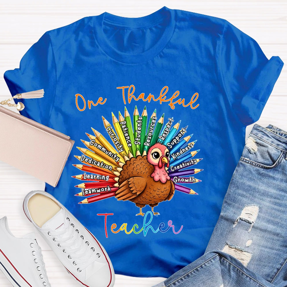 One Thankful Teacher Thanksgiving T-shirt
