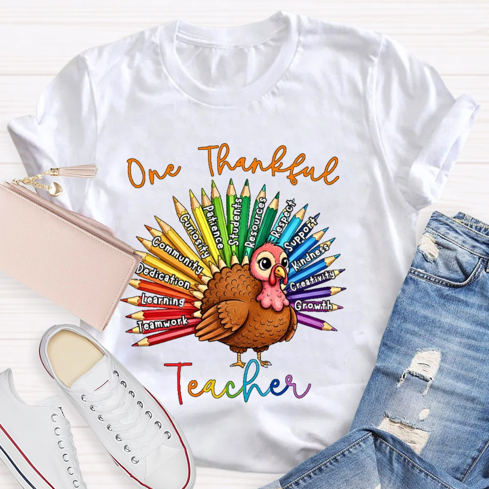 One Thankful Teacher Thanksgiving T-shirt