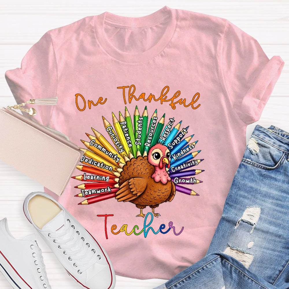 One Thankful Teacher Thanksgiving T-shirt