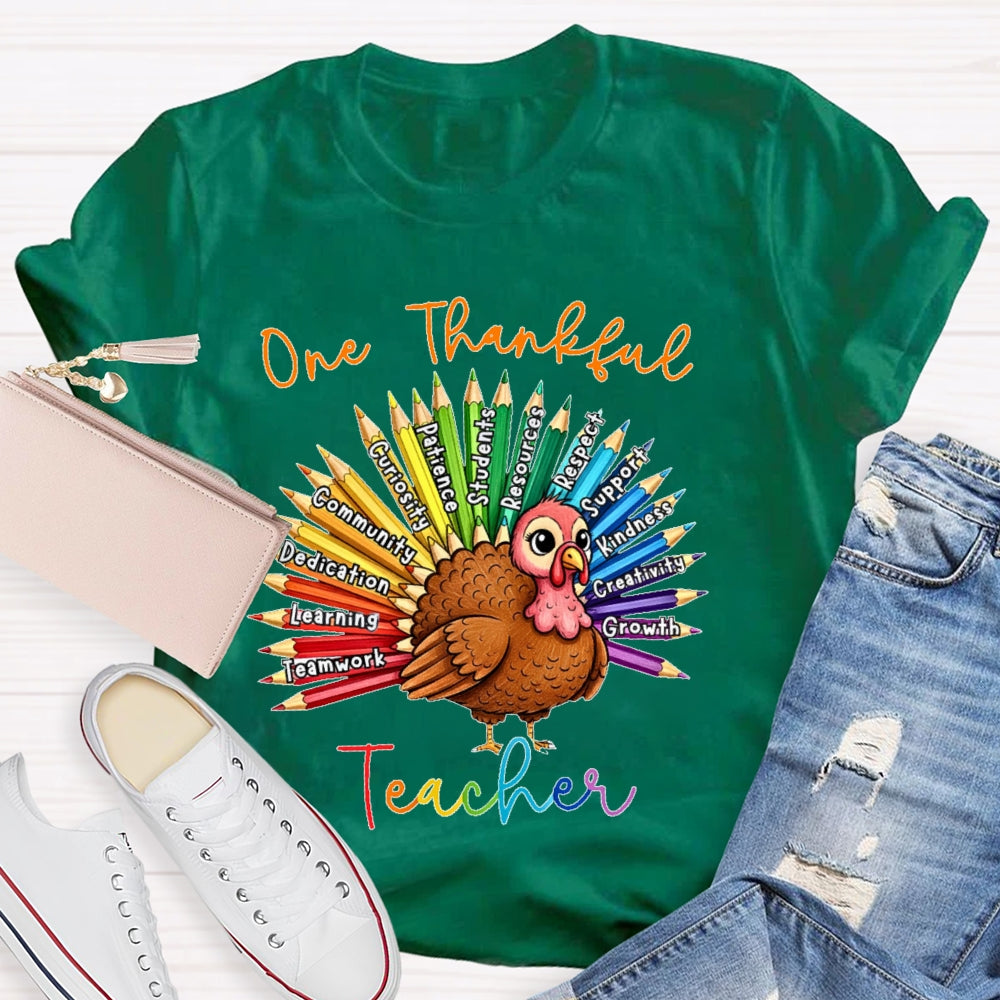 One Thankful Teacher Thanksgiving T-shirt