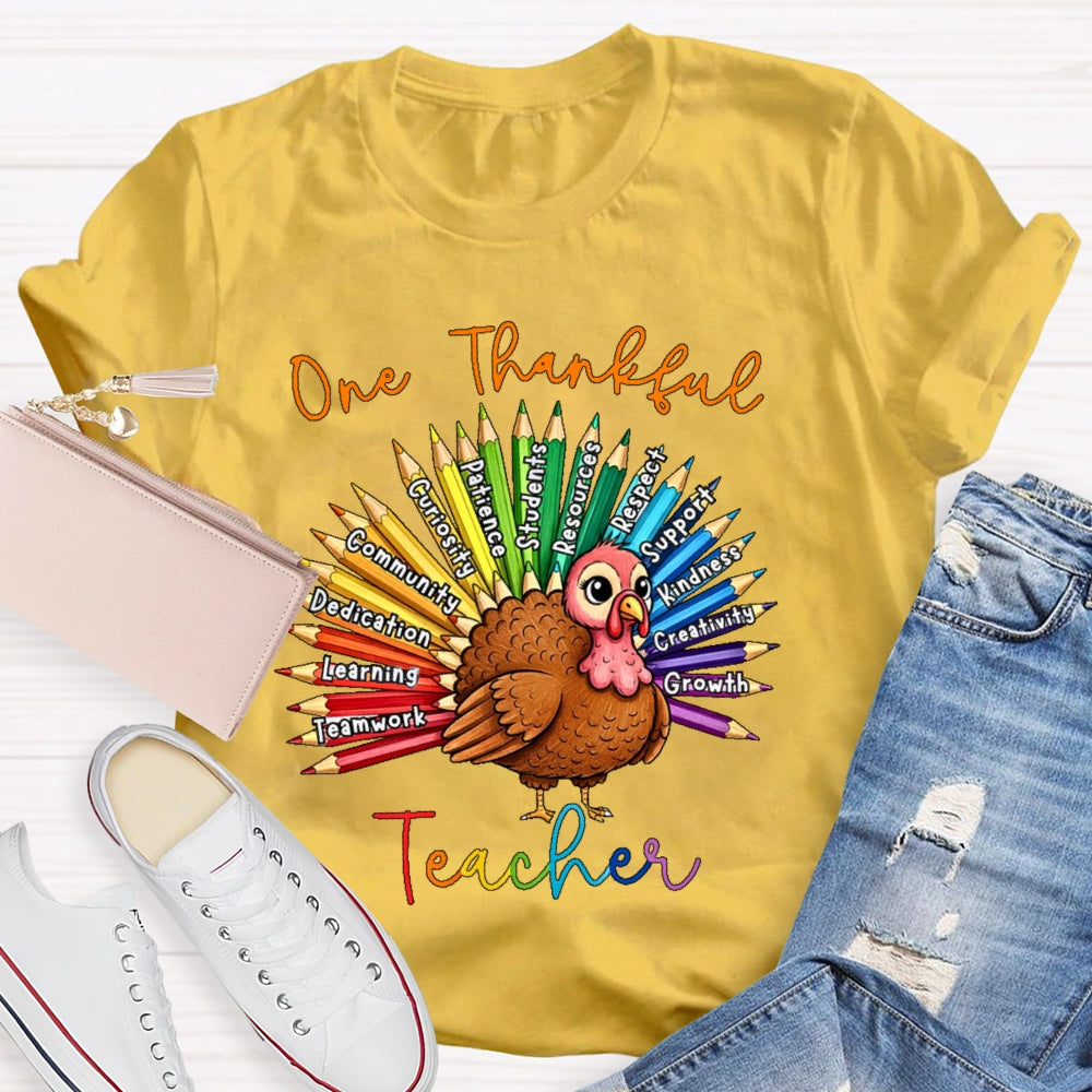 One Thankful Teacher Thanksgiving T-shirt