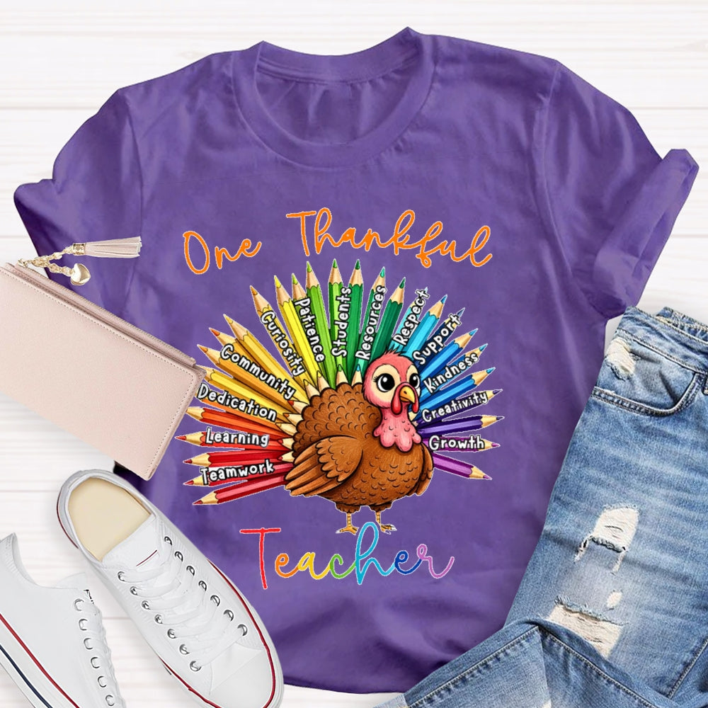 One Thankful Teacher Thanksgiving T-shirt