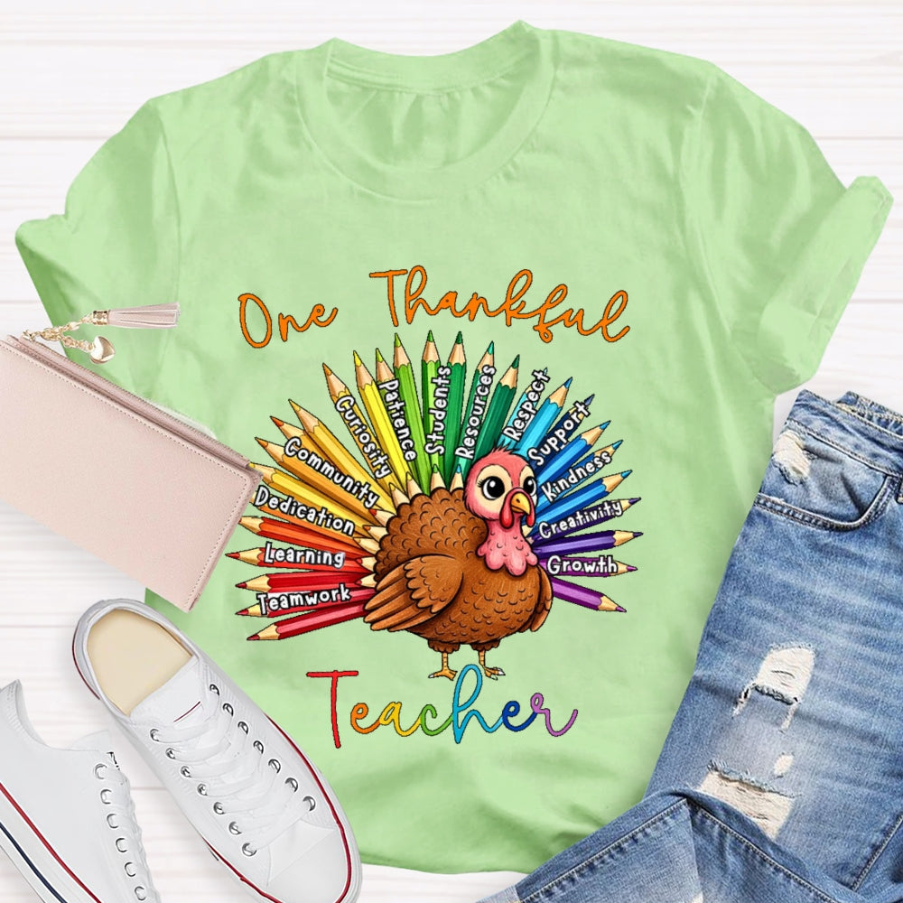 One Thankful Teacher Thanksgiving T-shirt