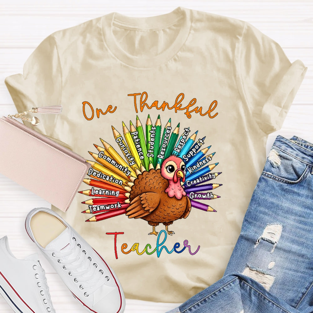 One Thankful Teacher Thanksgiving T-shirt