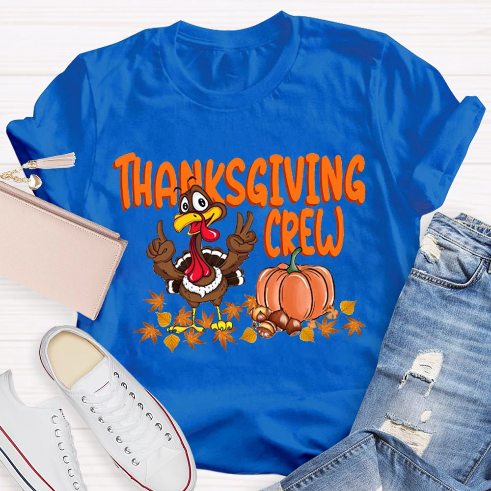 Thanksgiving Crew Turkey Pumpkin And Maple Leaves T-shirt