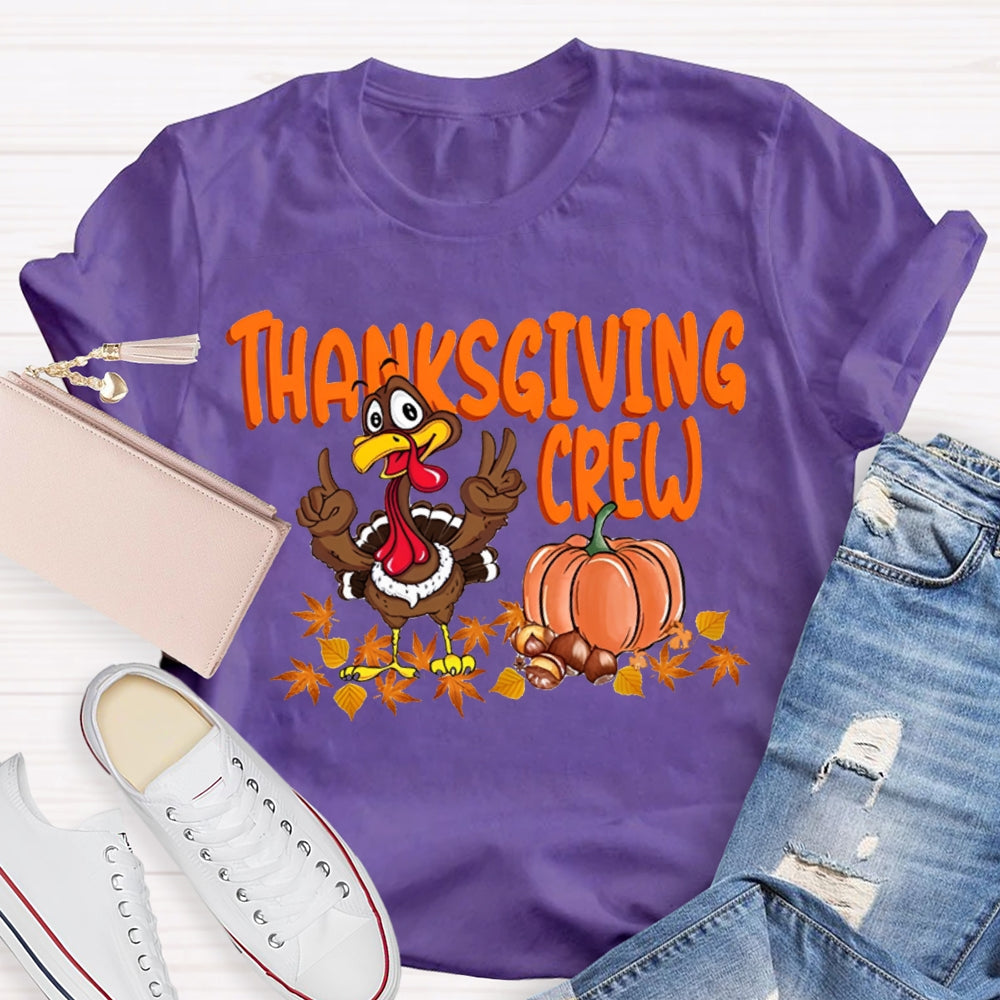 Thanksgiving Crew Turkey Pumpkin And Maple Leaves T-shirt