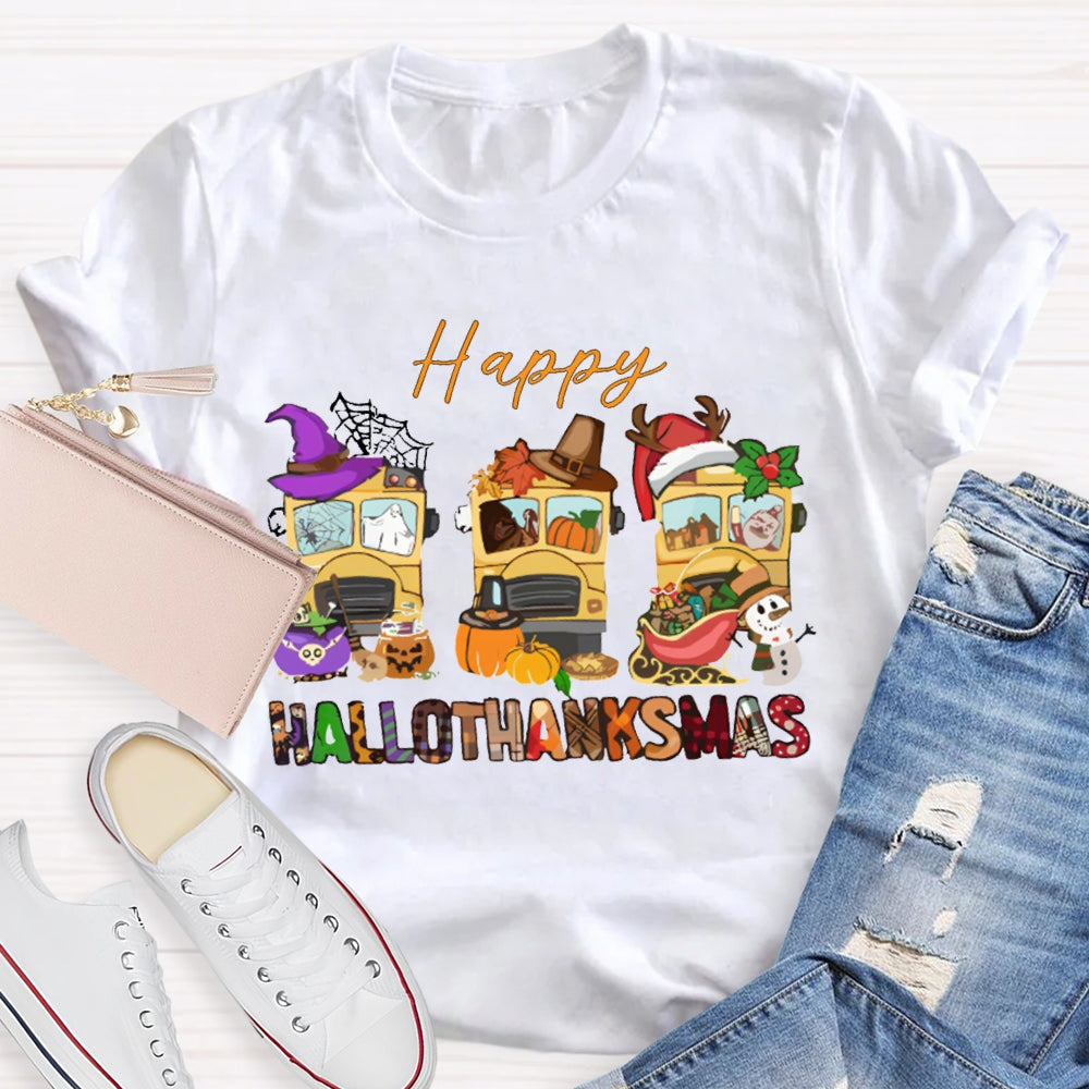 Happy Hallothanksmas Color Fonts T-shirt