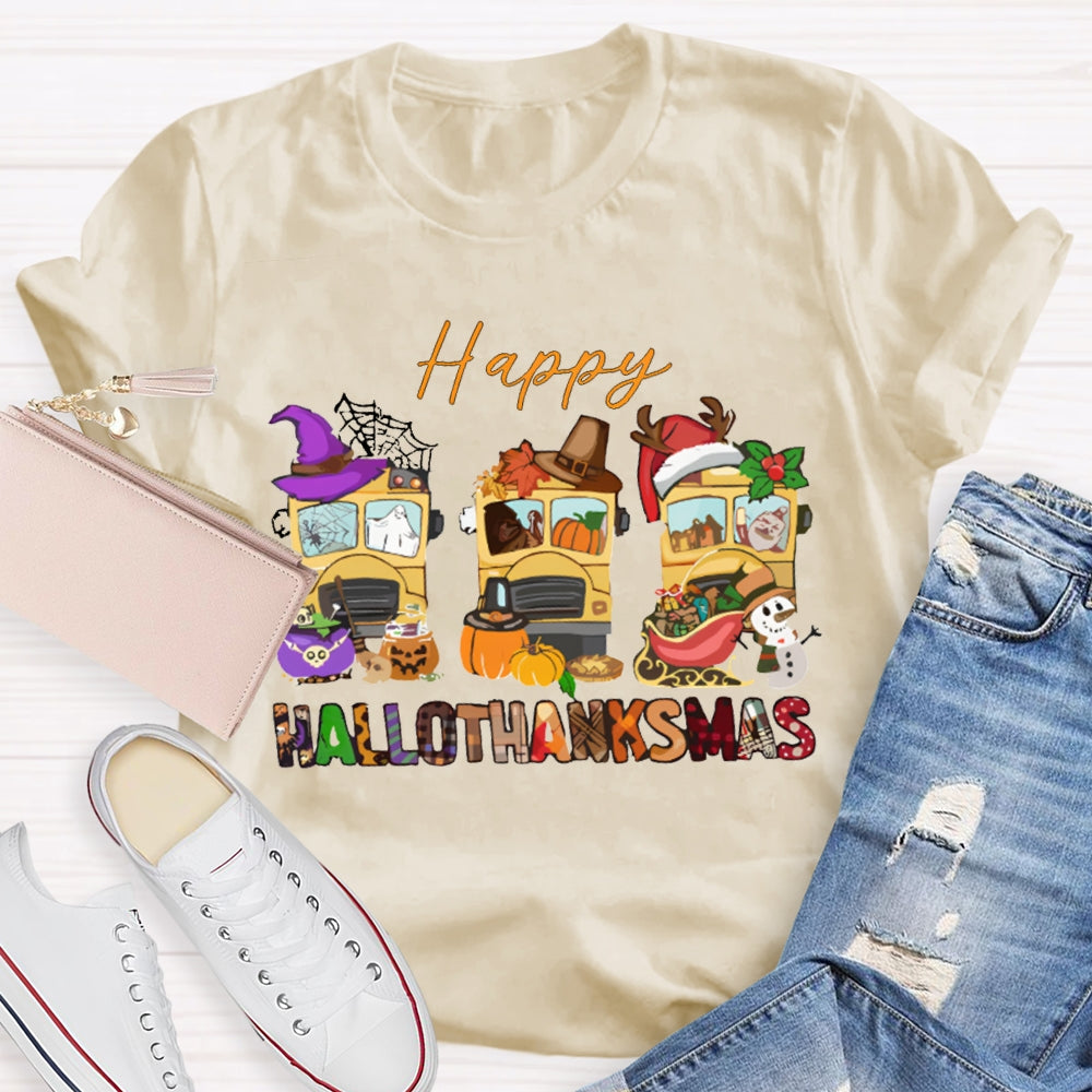 Happy Hallothanksmas Color Fonts T-shirt