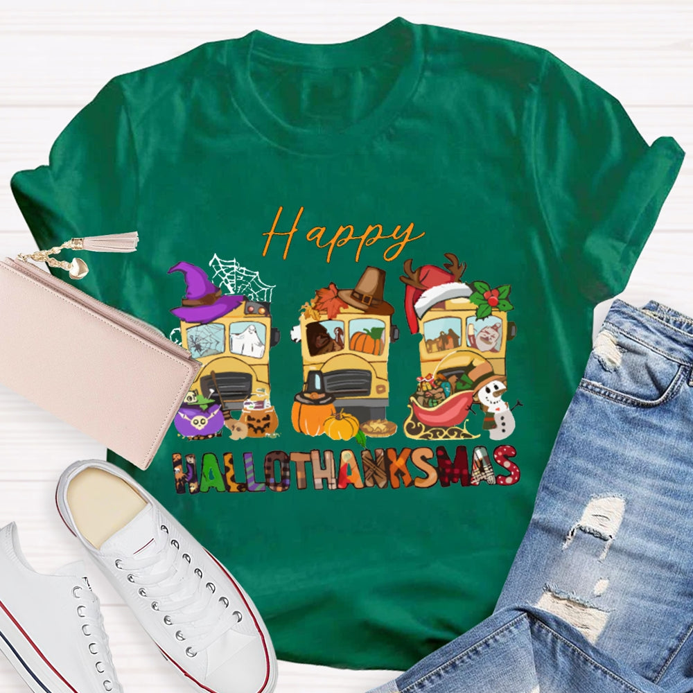 Happy Hallothanksmas Color Fonts T-shirt