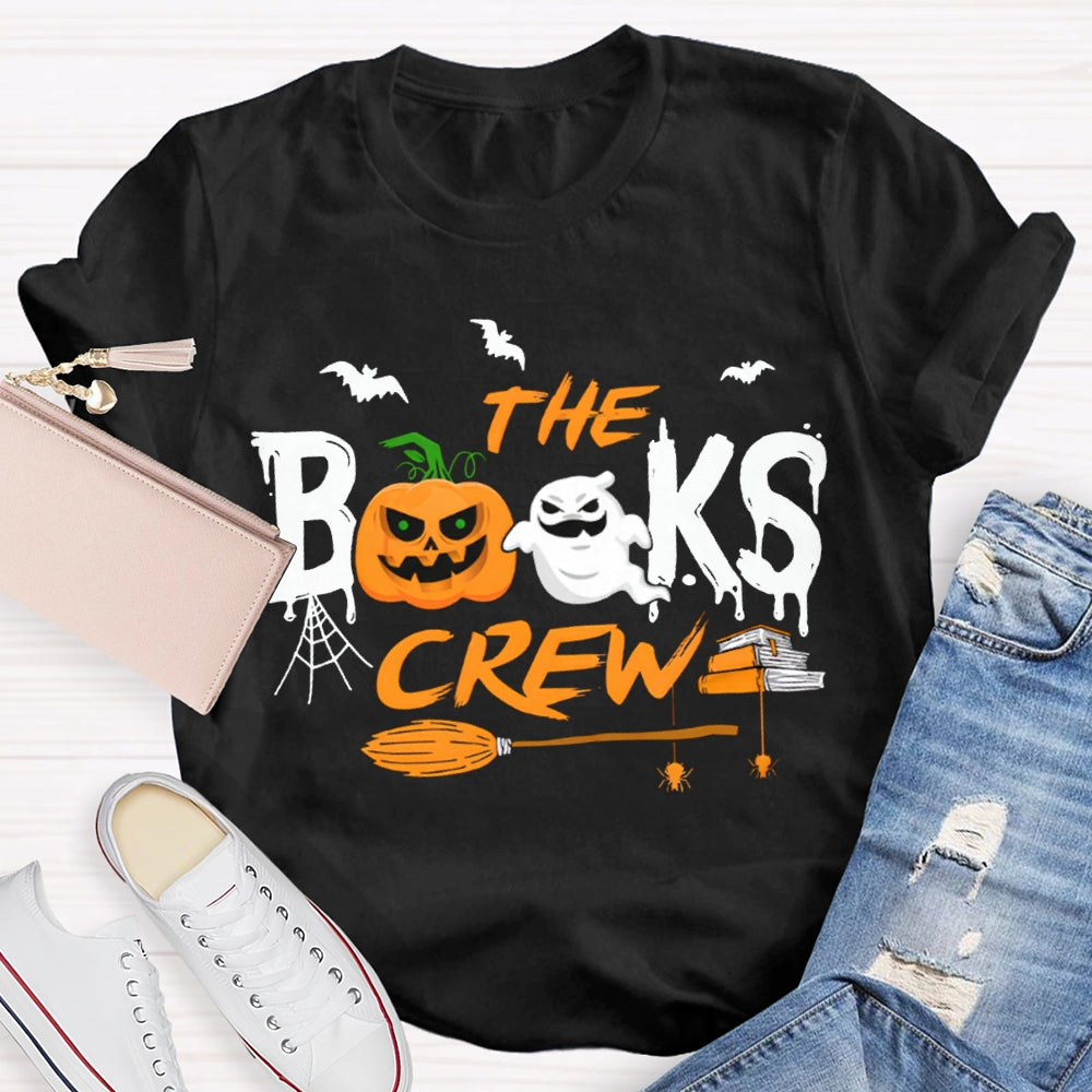 The Books Crew Pumpkin Ghost And Broom Halloween T-shirt