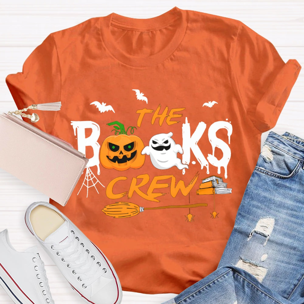 The Books Crew Pumpkin Ghost And Broom Halloween T-shirt