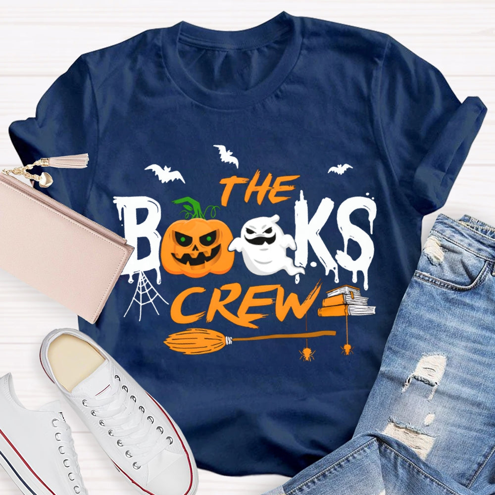 The Books Crew Pumpkin Ghost And Broom Halloween T-shirt