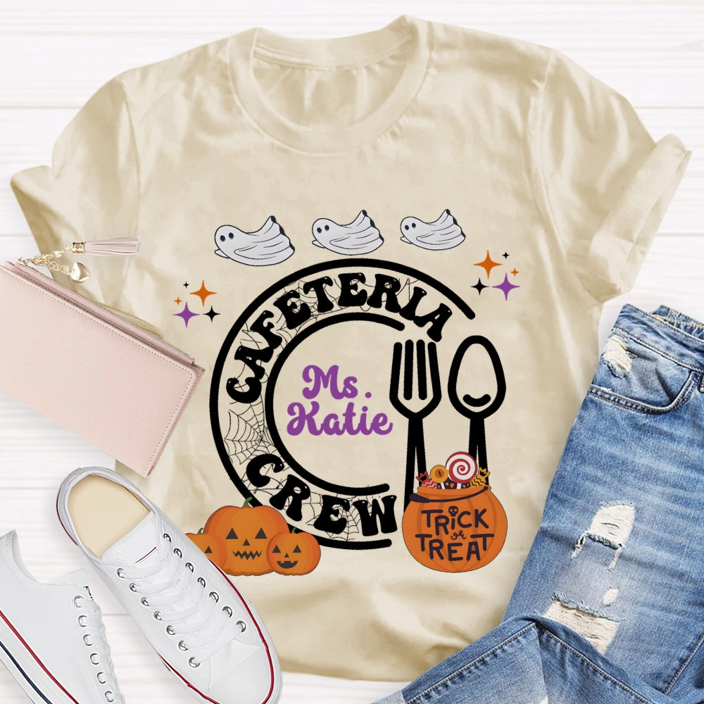 Personalized Name Cafeteria Crew Halloween T-shirt
