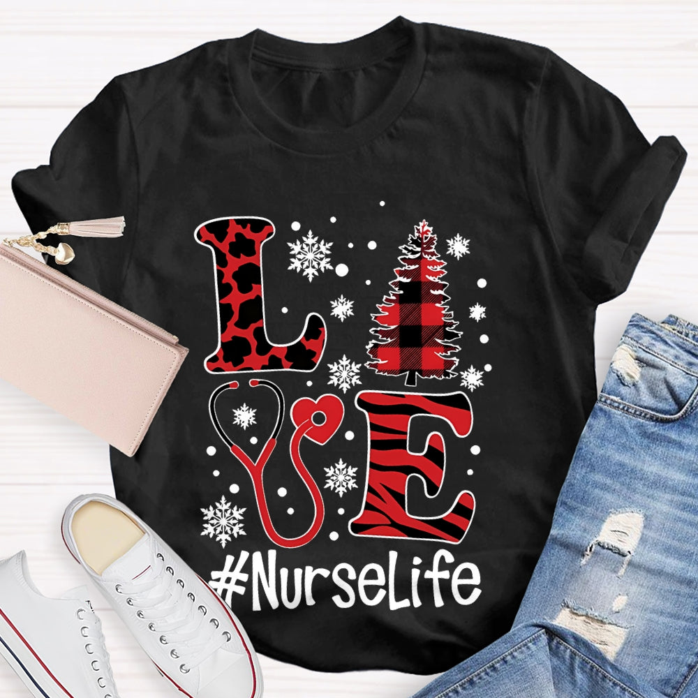 Love Nurselife Nurse Christmas T-shirt