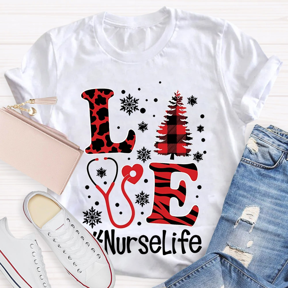 Love Nurselife Nurse Christmas T-shirt