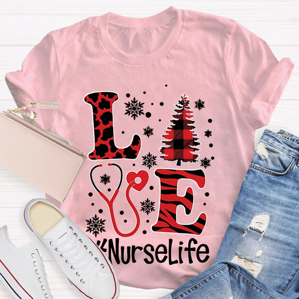 Love Nurselife Nurse Christmas T-shirt