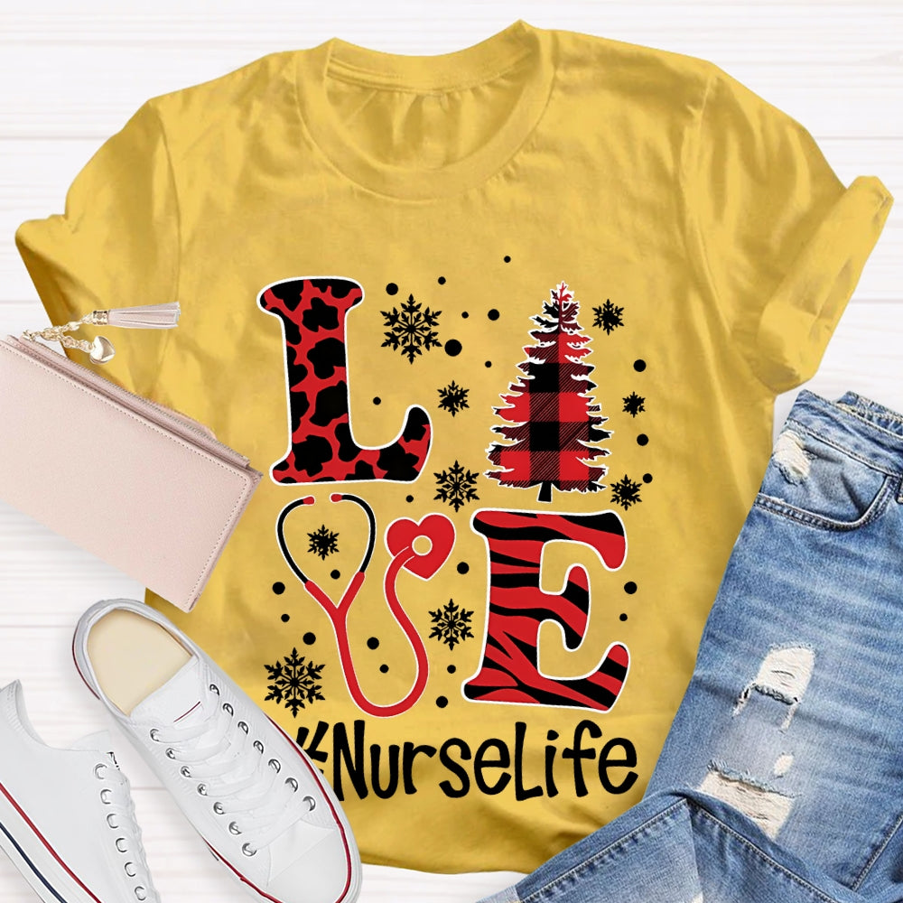 Love Nurselife Nurse Christmas T-shirt