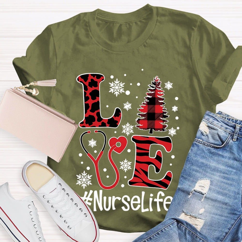 Love Nurselife Nurse Christmas T-shirt