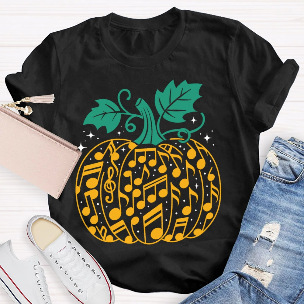 Music Notes Pumpkin Halloween T-shirt