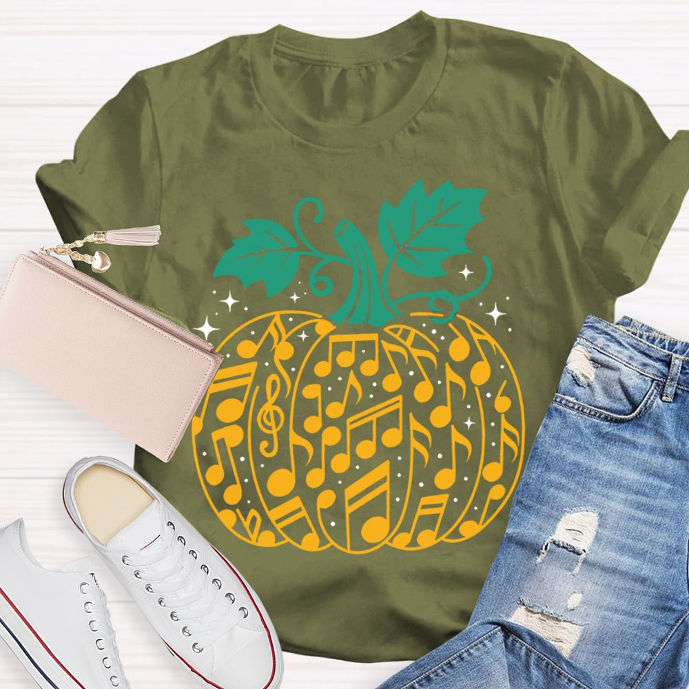 Music Notes Pumpkin Halloween T-shirt