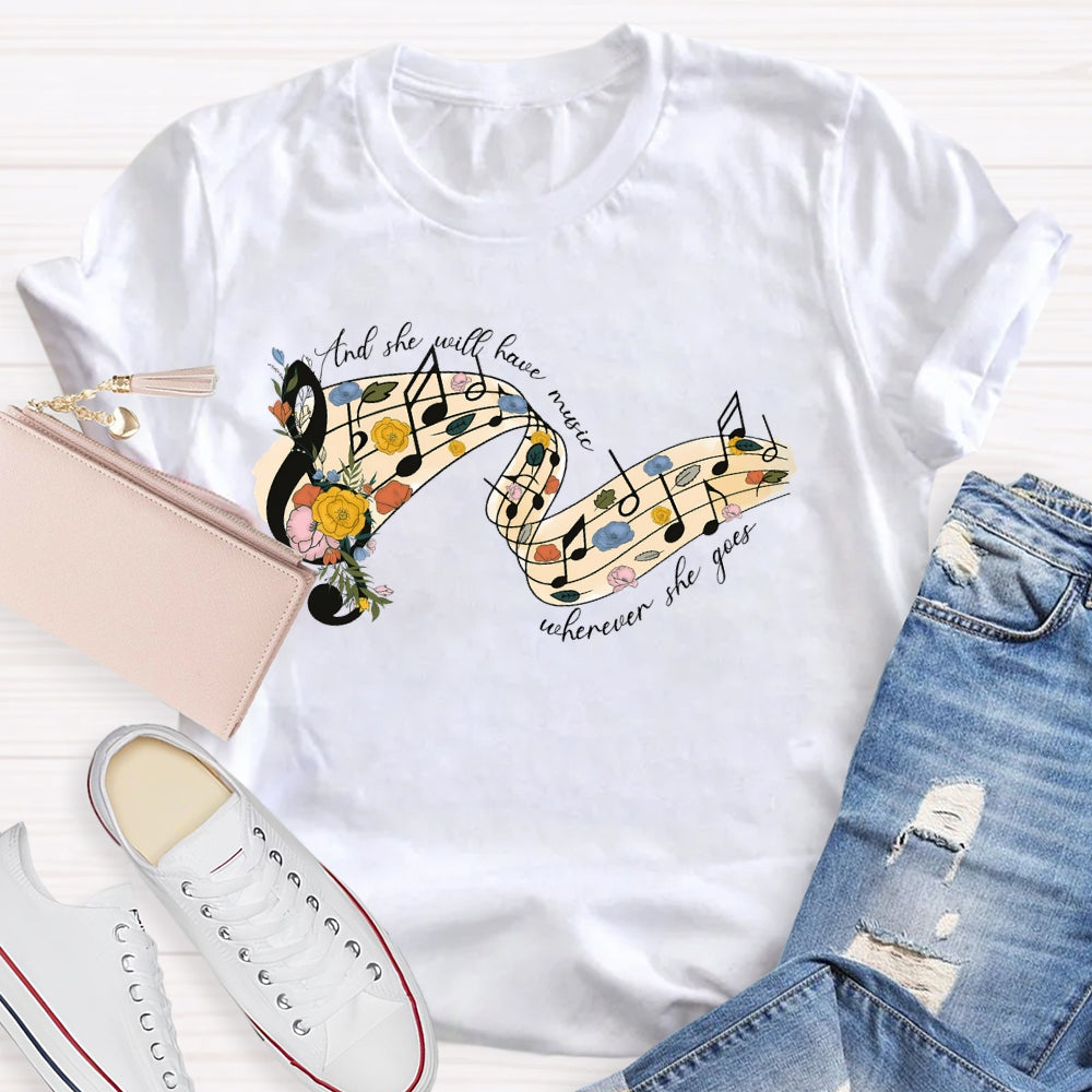 Floral Music Notes T-shirt