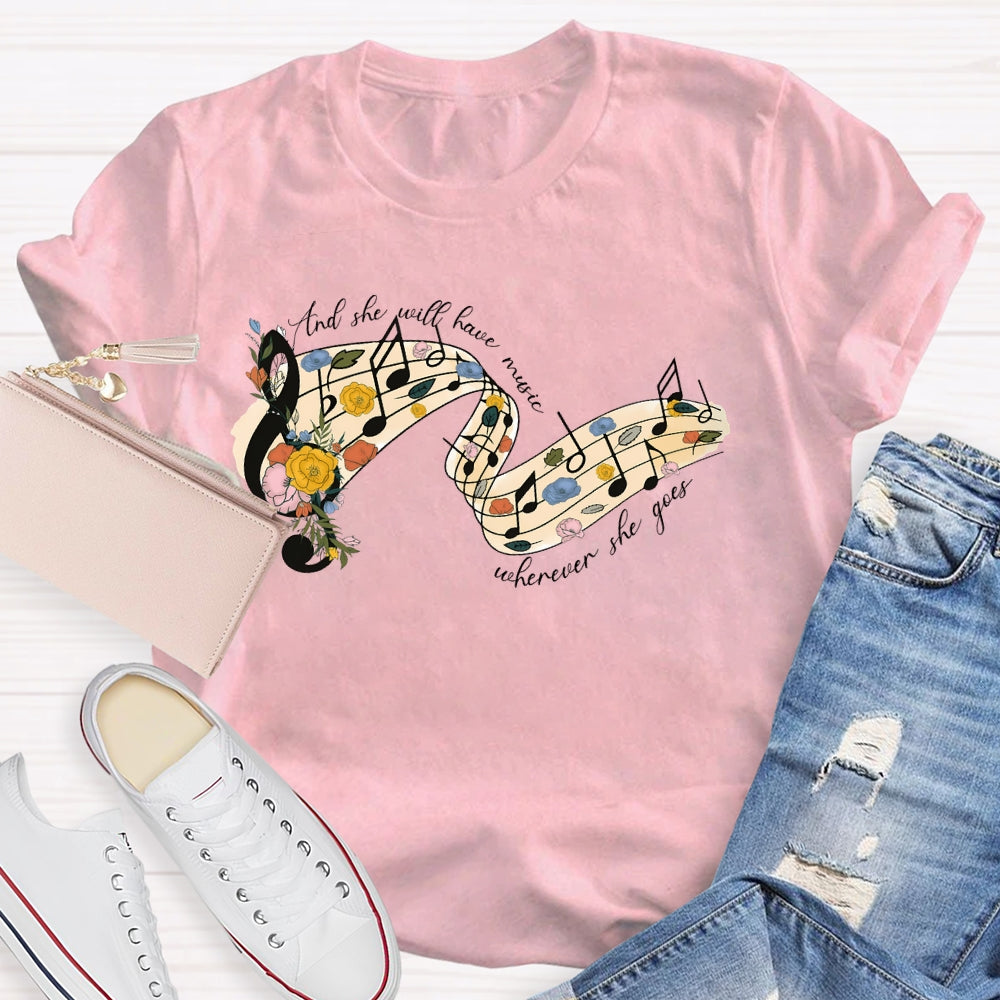 Floral Music Notes T-shirt