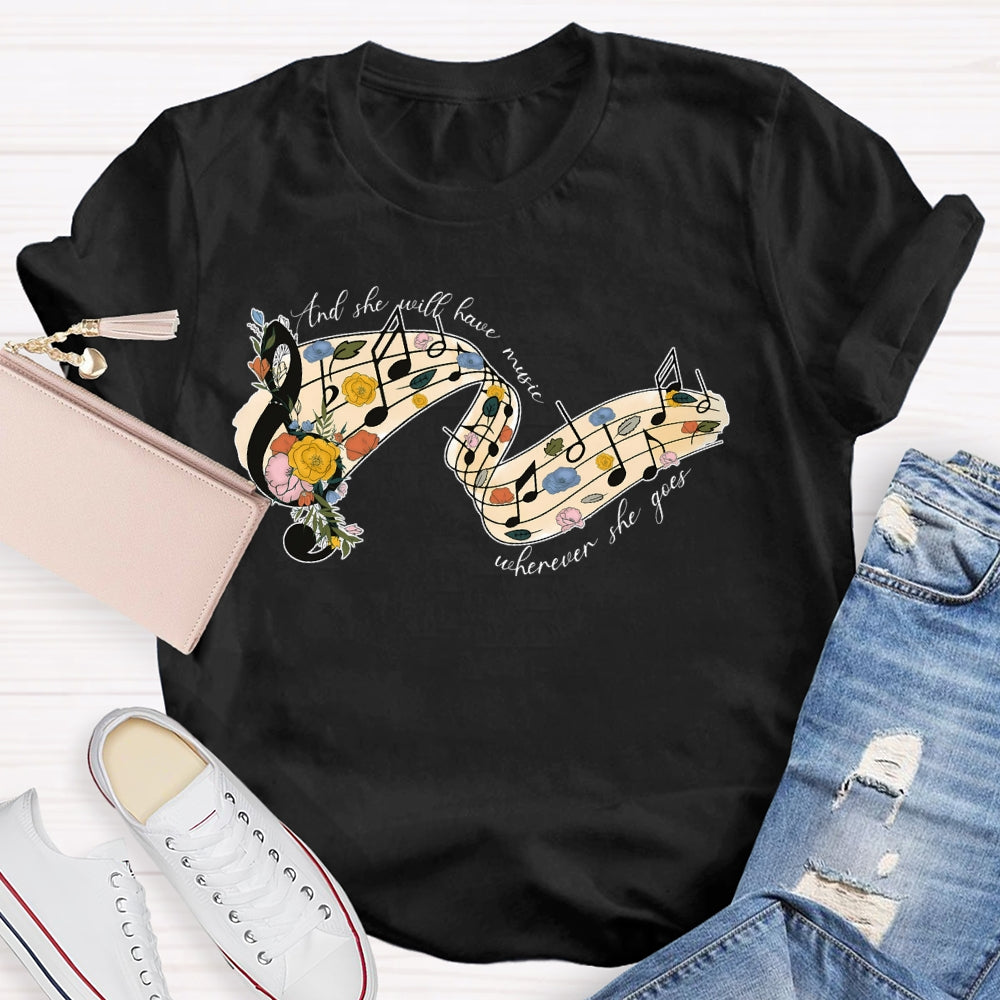 Floral Music Notes T-shirt