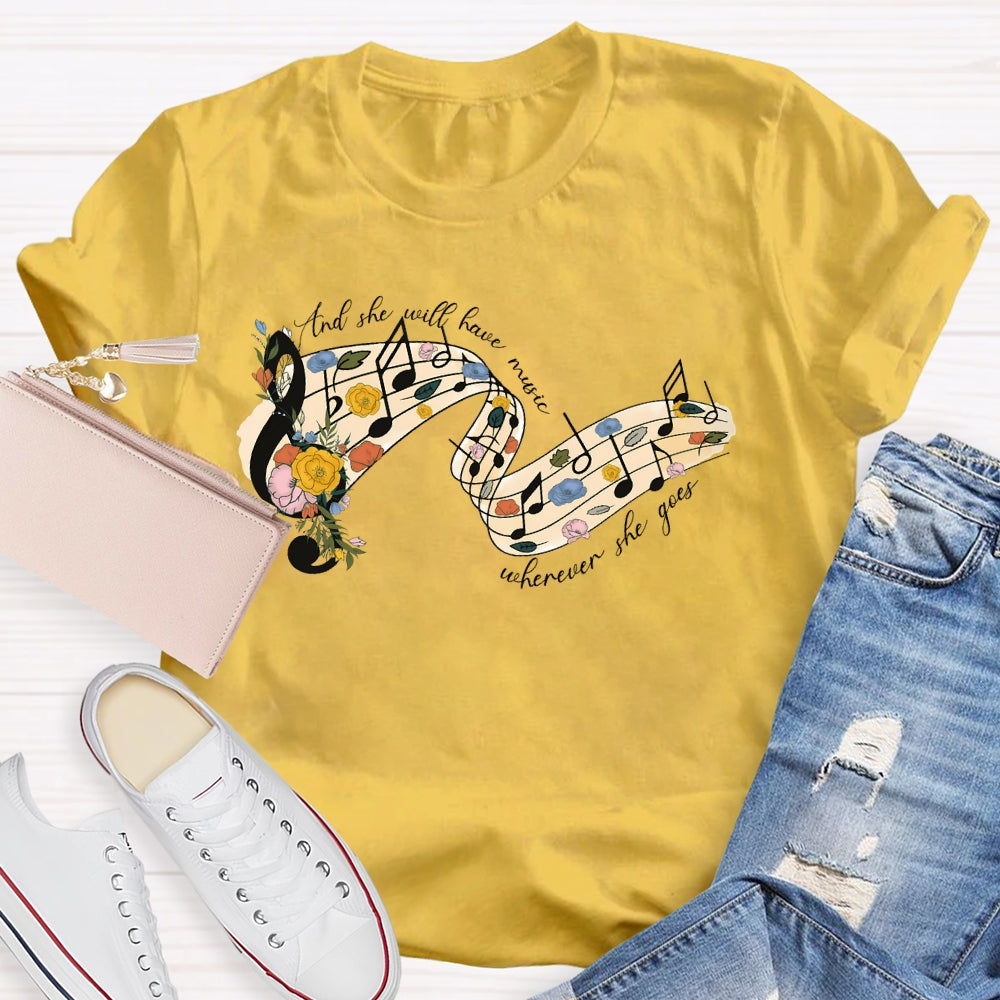 Floral Music Notes T-shirt
