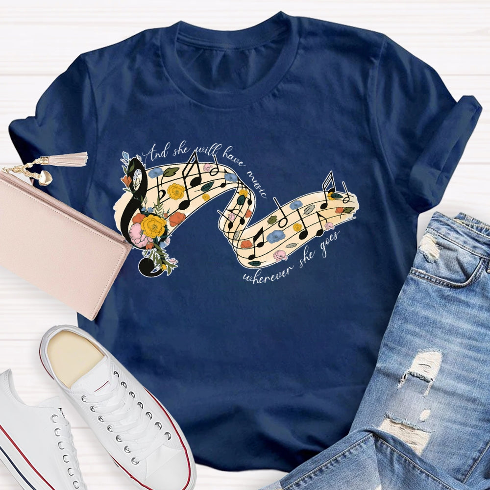 Floral Music Notes T-shirt