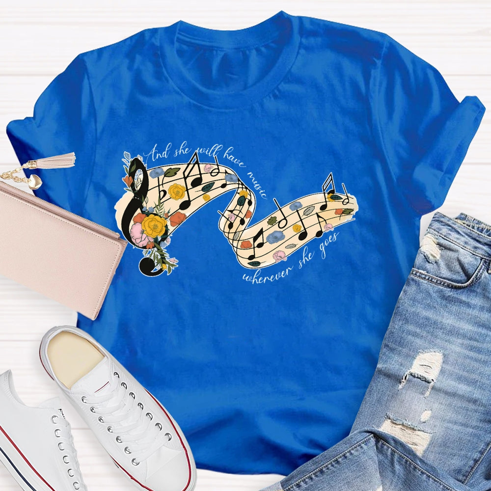 Floral Music Notes T-shirt