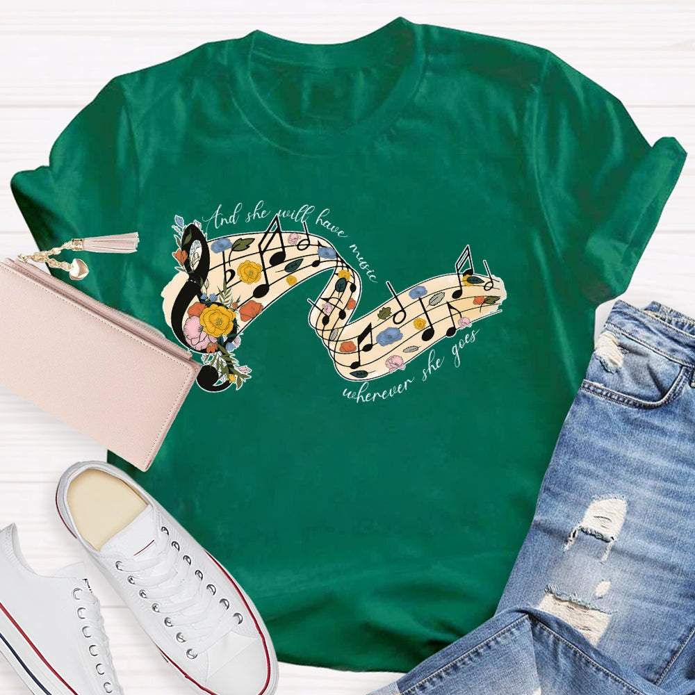 Floral Music Notes T-shirt