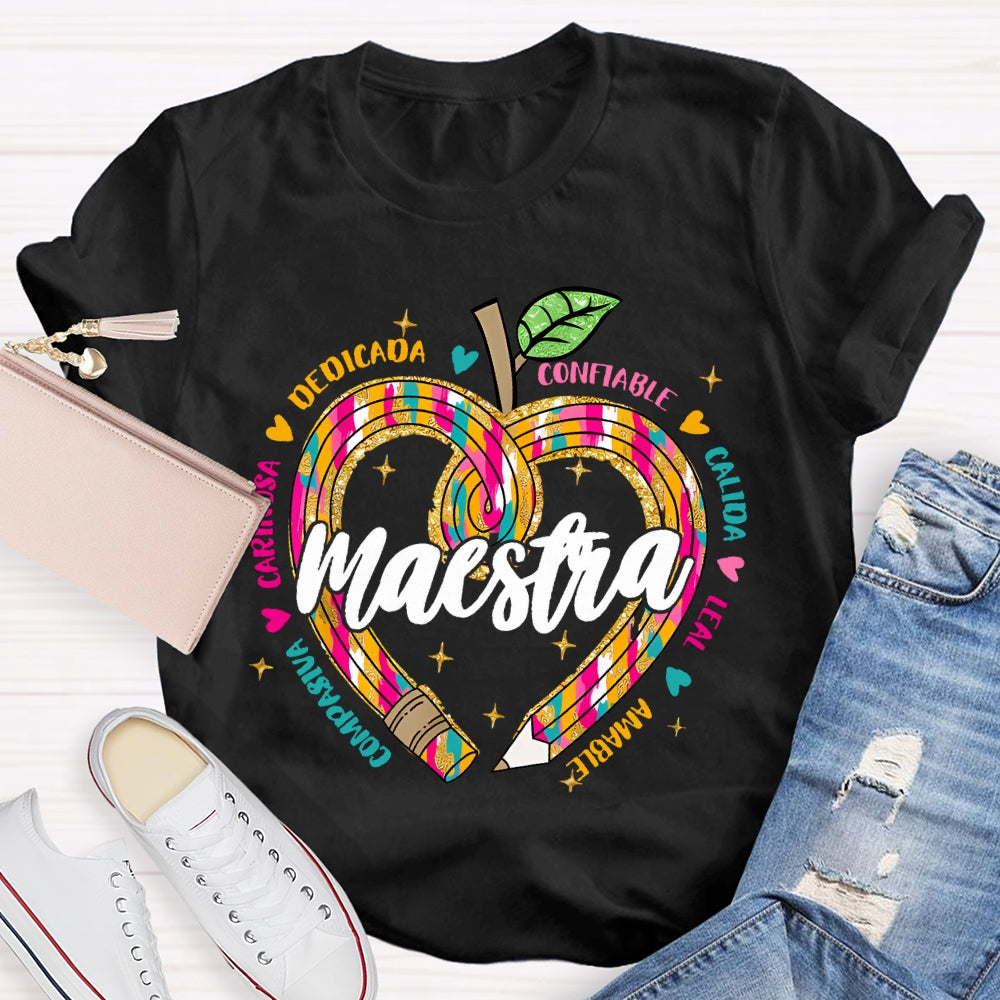 Maestra Dedicada Confiable Spanish Teacher T-shirt