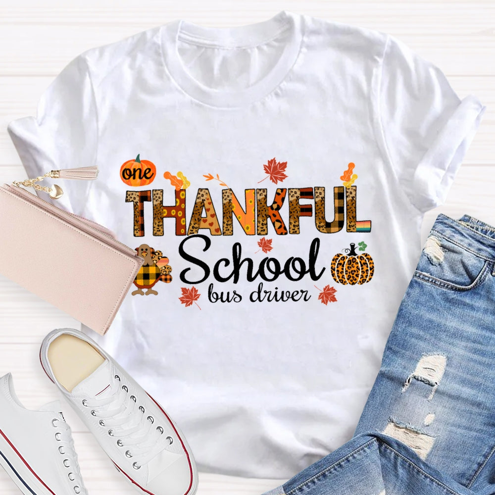 One Thankful School Bus Driver Turkey And Pumpkin Thanksgiving T-shirt