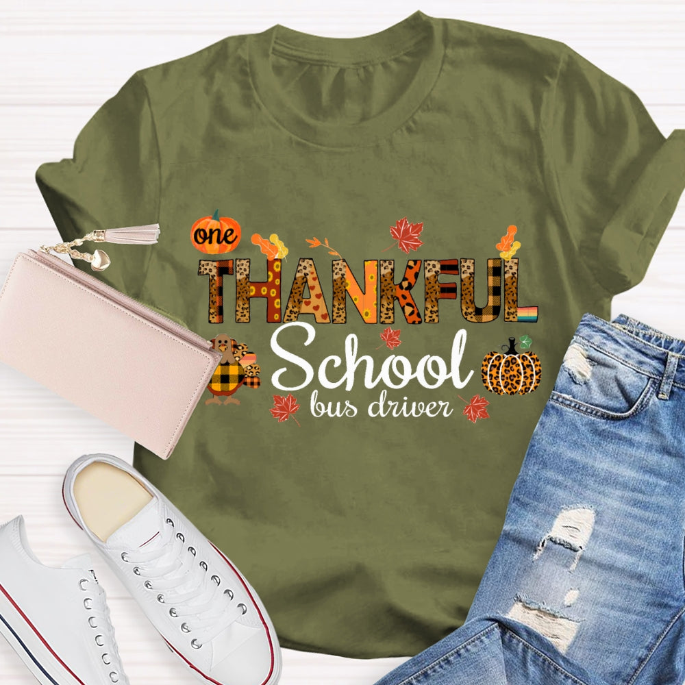 One Thankful School Bus Driver Turkey And Pumpkin Thanksgiving T-shirt