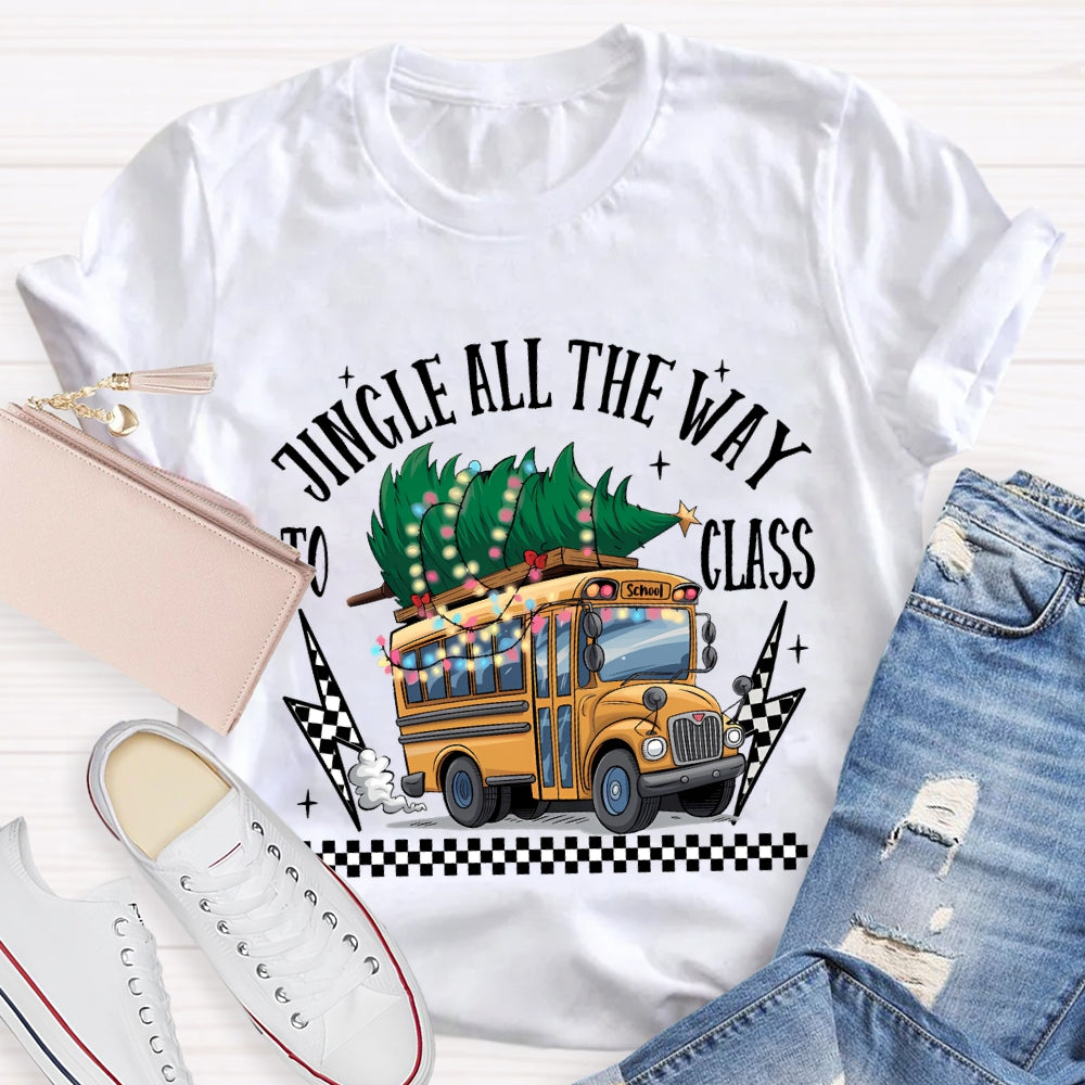 Jingle All The Way To Class School Bus And Christmas Tree T-shirt