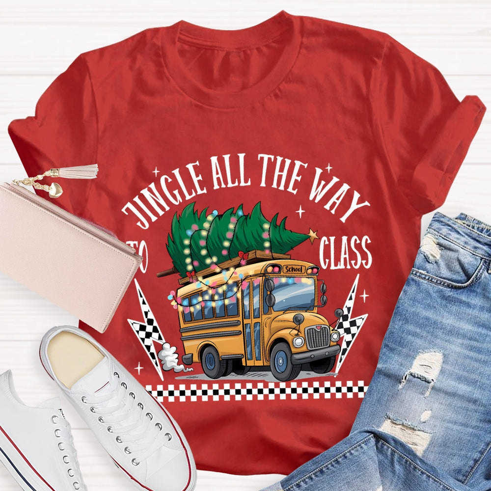 Jingle All The Way To Class School Bus And Christmas Tree T-shirt