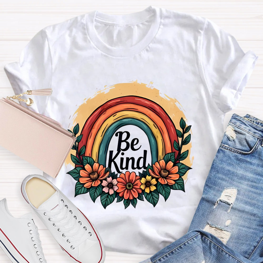 Be Kind Flower Rainbow T-shirt