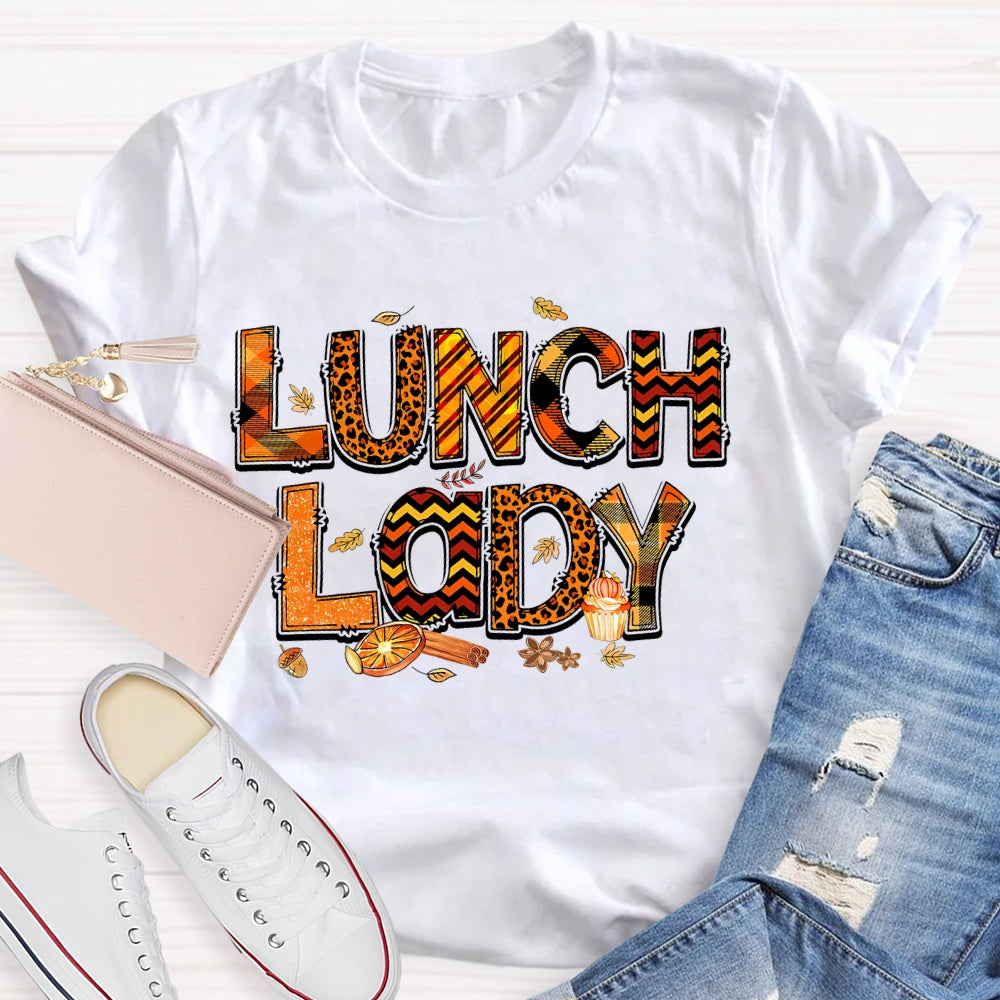 Lunch Lady Leopard Print Letters Autumn T-shirt