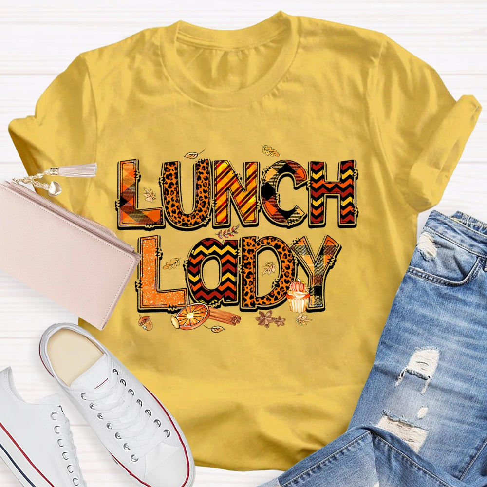 Lunch Lady Leopard Print Letters Autumn T-shirt