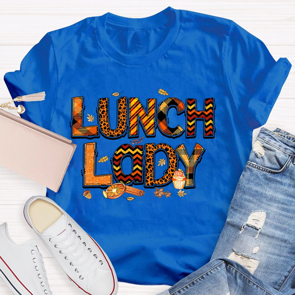 Lunch Lady Leopard Print Letters Autumn T-shirt