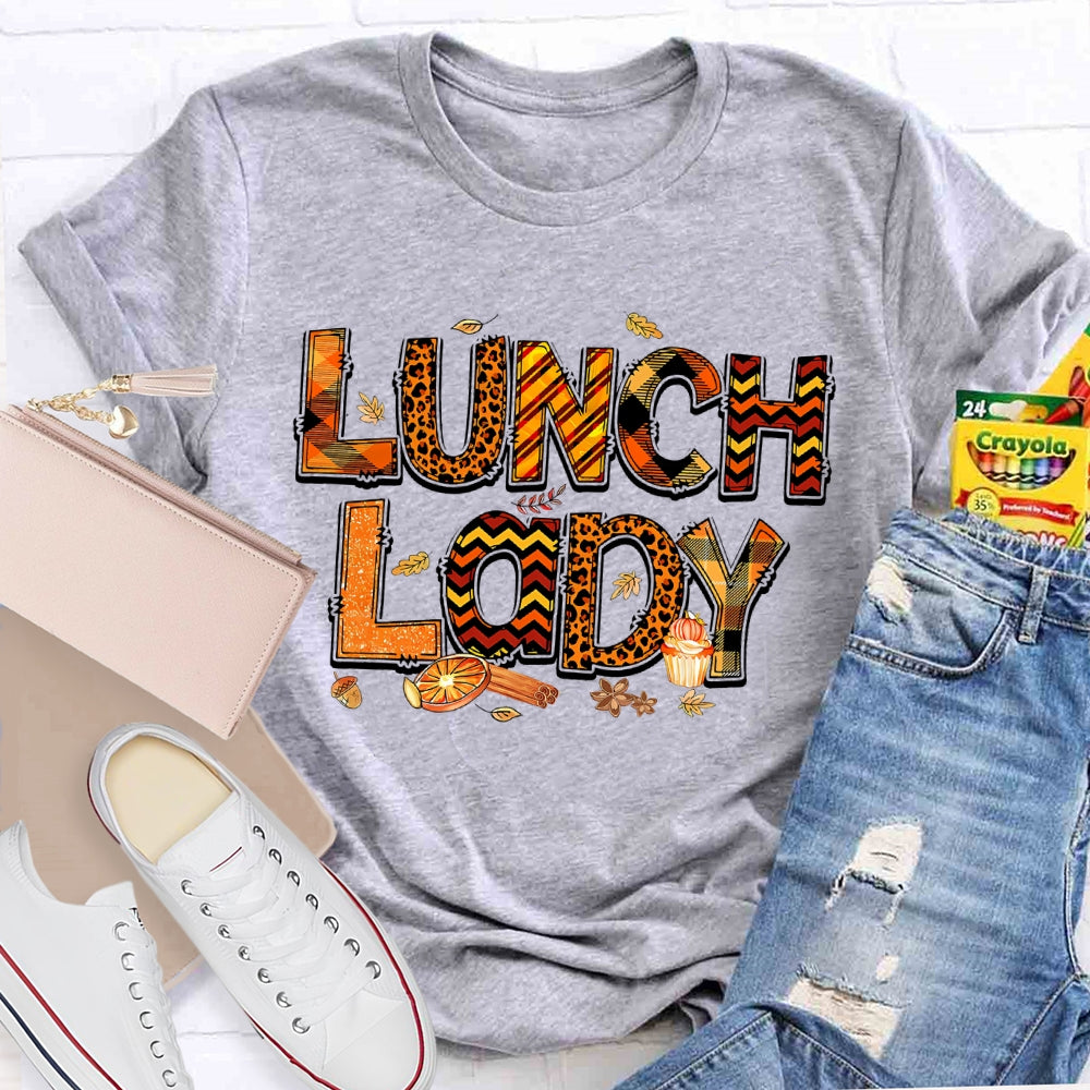 Lunch Lady Leopard Print Letters Autumn T-shirt