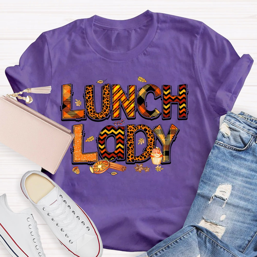 Lunch Lady Leopard Print Letters Autumn T-shirt