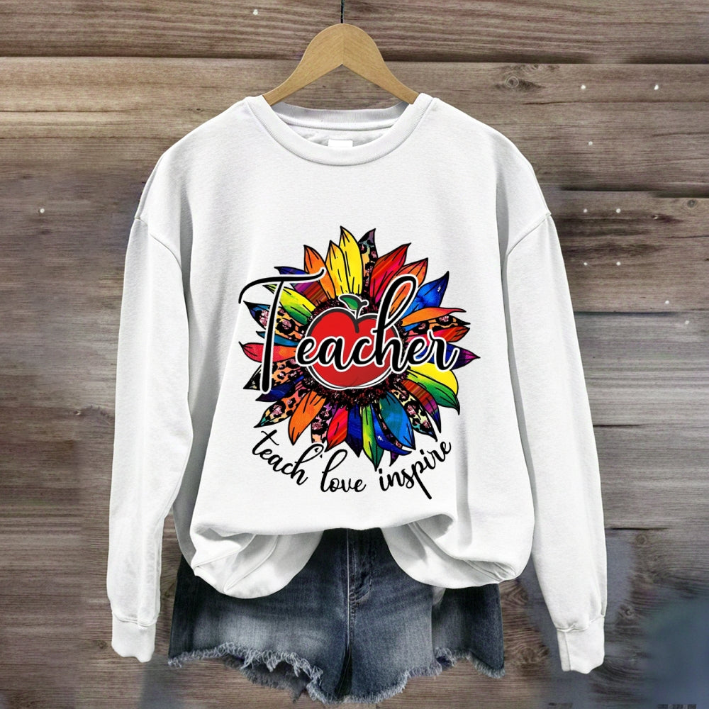 Teach Love Inspire Leopard Sunflower Sweatshirt