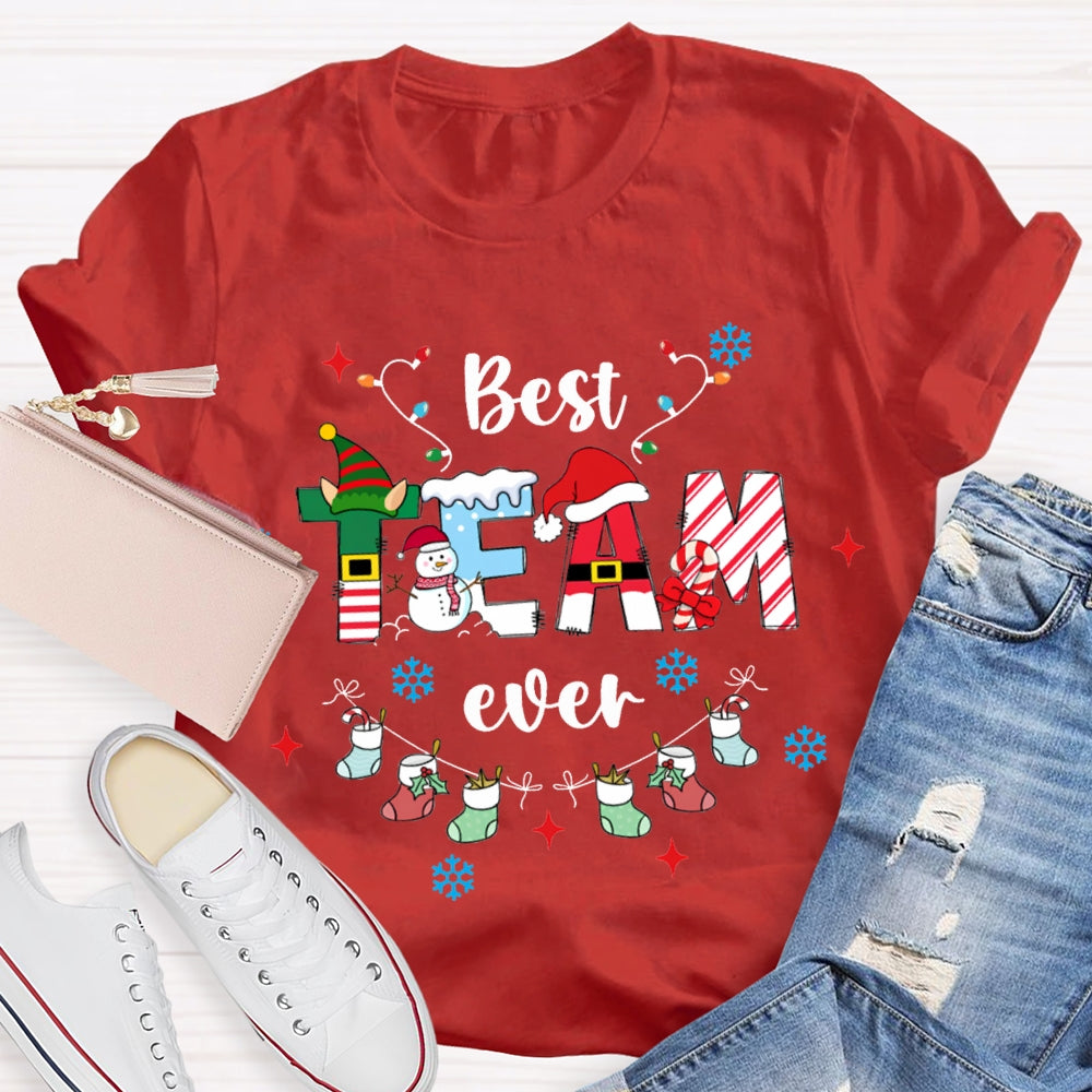 Best Team Ever Christmas Font And Socks T-shirt
