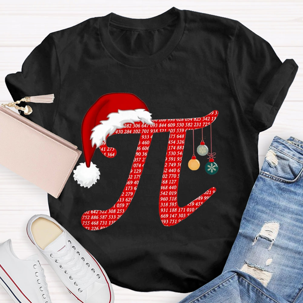 Pi Wearing A Santa Hat Christmas T-shirt